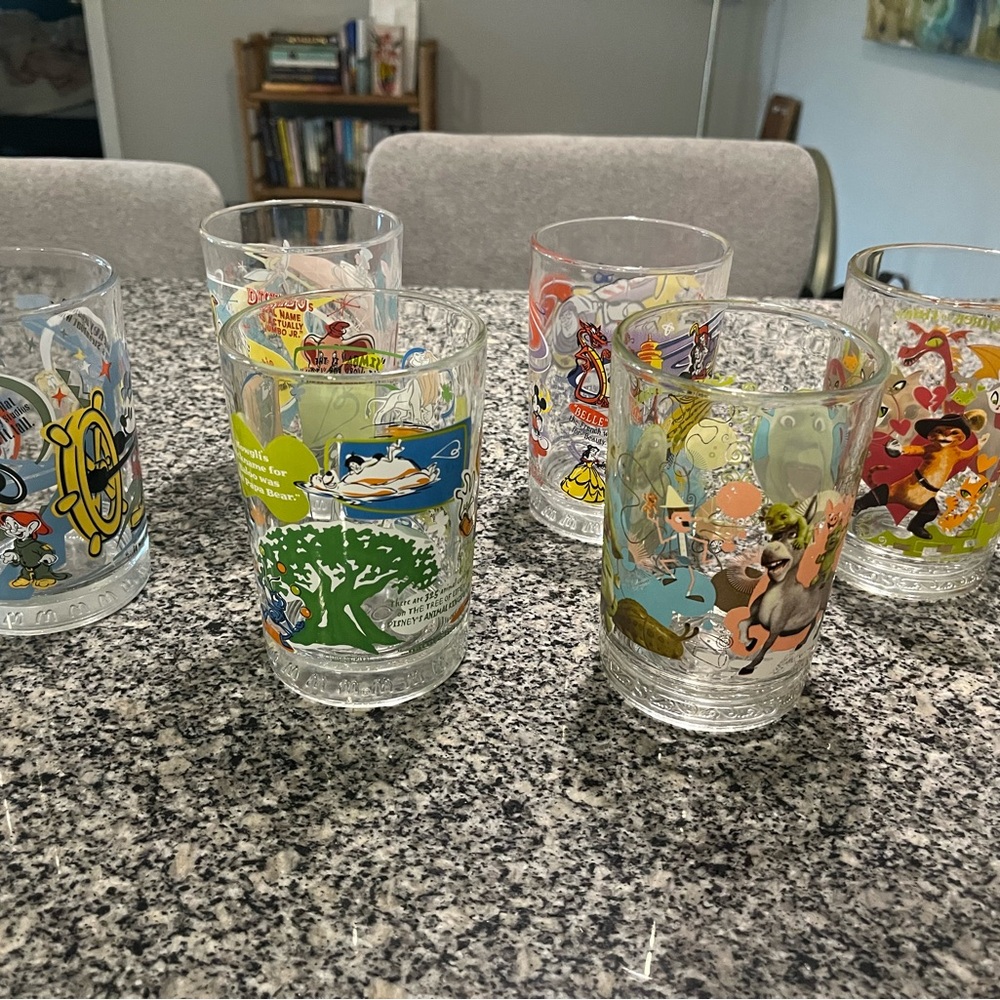Vintage Cartoon Character Glasses - Set of 6